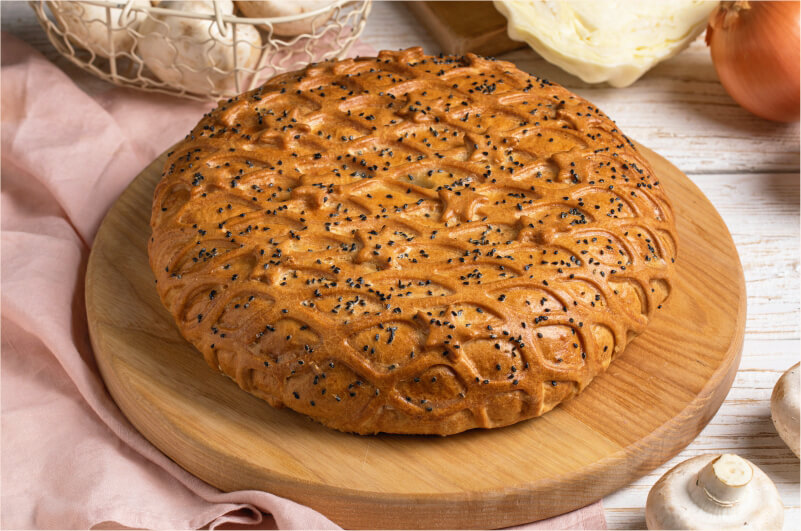 Курник с мясом капустой и грибами 1,4 кг